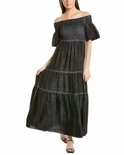 Nicole Miller Jacquard Garment-Dyed Silk-Blend Maxi Dress Women