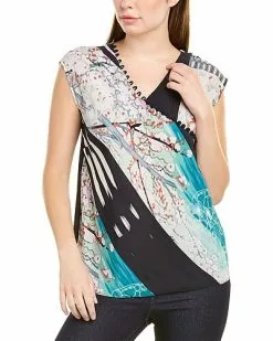 Nicole Miller Shoji Stripe Silk-Blend Shirt Women