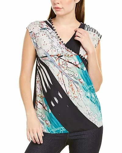 Nicole Miller Shoji Stripe Silk-Blend Shirt Women 3 Nicole Miller Shoji Stripe Silk-Blend Shirt Women
