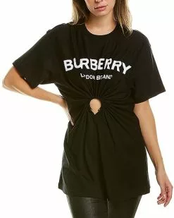 Burberry Ring Detail Logo Print Oversized T-Shirt Women