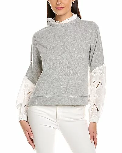 Lea & Viola Mixed Media Sweatshirt Women 3 Lea & Viola Mixed Media Sweatshirt Women
