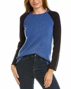Hannah Rose Colorblock Wool & Cashmere-Blend Sweater Women