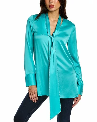 St. John Tie Neck Silk-Blend Blouse Women 3 St. John Tie Neck Silk-Blend Blouse Women