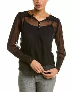 1.STATE Smocked Drape Top Women