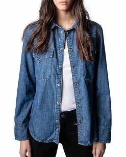 Zadig & Voltaire Thelma Denim Chemise Long Sleeve Shirt Women
