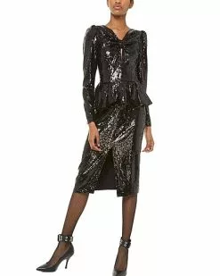 Michael Kors Sequins Slit Front Peplum Dress Women