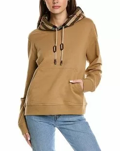 Burberry Check Hood Oversized Hoodie Women
