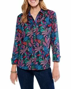 NIC+ZOE Vibrant Garden Crinkle Shirt Women