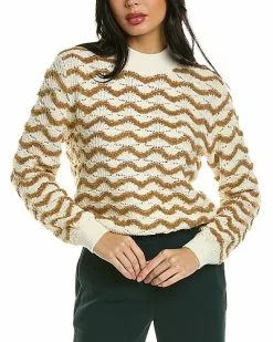 Rebecca Taylor Wavy Stripe Stitched Sweater Women