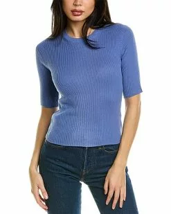 Vince Ribbed Elbow-Sleeve Top Women