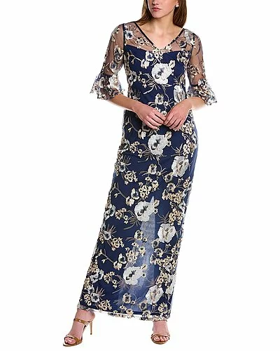 Adrianna Papell Embroidered Column Gown Women 3 Adrianna Papell Embroidered Column Gown Women